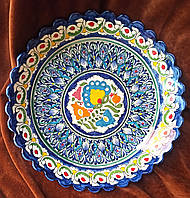 Ляган (тарелка) глубокий узбекских мастеров с волнистыми краями, диаметр 34см (0266)