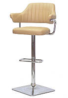 Кресло барное Jeff Bar 4CH-BASE кожзам бежевый 1009, на квадратной хромированной опоре с регулировкой высоты