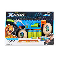 Скорострельный бластер Zuru X-Shot DINO Striker New 2 средних яйца 2 маленьких яйца 16 патронов 4860R