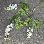 Штучна гілка Гліцинія ампельниая Білая 85 см силікон Люкс ( за 12 шт ), фото 4