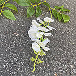 Штучна гілка Гліцинія ампельниая Білая 85 см силікон Люкс ( за 12 шт ), фото 6
