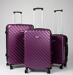 Комплект валіз Франція з розширенням велика середня мала (L M S) фіолетова | Madisson 03403