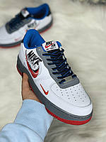 Кроссовки Nike Air Force 1 White Grey Red мужские женские Найк Аир Форс Форсы