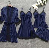 Нічний комплект бенської білизни для сну: халат, сорочка та піжама