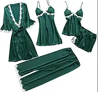 Женская сексуальная пижама с кружевом, ночной комплект для сна темно зеленый