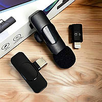 Беспроводной петличный всенаправленный микрофон Wireless Microphone K8, для андроид и айфон, с шумоподавлением