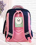 Місткий шкільний рюкзак з пеналом для дівчинки 3 4 5 клас, ортопедичний портфель до школи, синій - рожевий, фото 4