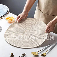 1 шт. сервірувальна підставка під гаряче кругла 38х38 см, світло бежевий колір.