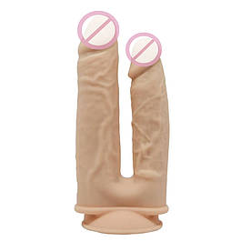 Фалоїмітатор подвійний з вібрацією SilexD Double Gusto Vibro Flesh (Model 1 size 8"&7" + LRS