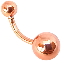Сережка для пірсингу пупка з медичної сталі, діаметри кульок 5 мм та 8 мм, червоне золото