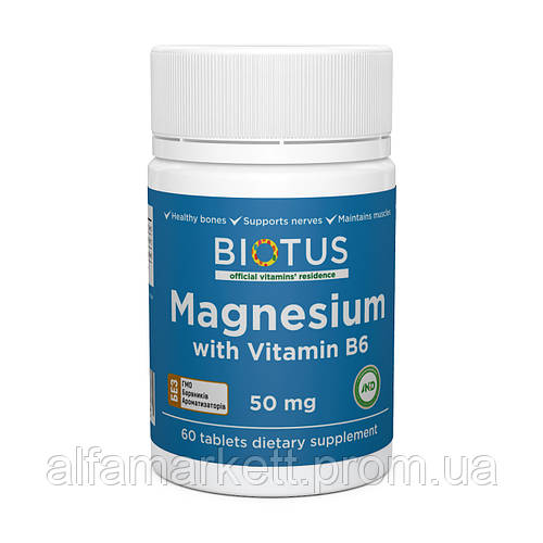 Купить Магний и витамин В6 Magnesium with Vitamin B6 Biotus 60 таблеток ...