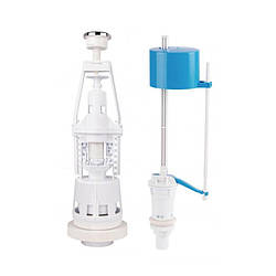 Комплект подачі води: зливна арматура Lidz (WHI) 60 02 K001 04 з клапаном нижньої подачі води 1/2, кнопка Хром