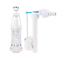 Комплект подачі води: арматура злита Lidz WHI 60 02 K001 03 з клапаном бокової подачі 1/2, кнопка Хром