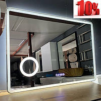 Зеркало для ванной LED с часами и линзой 1000х700 Qtap Crow