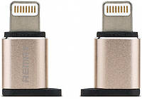 Переходник Visual RA-USB2 microUSB(F) to Lightning(M) Gold Remax 340906