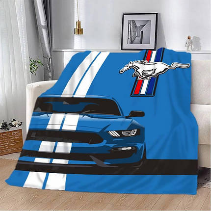 Плед 3D Синій Ford Mustang 2599_B 12433 135х160 см ID 4571694, фото 1