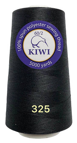 Нитки Чорна підшивочна 60/2 поліестер Kiwi (Ківі) 5000ярдів конус, фото 2