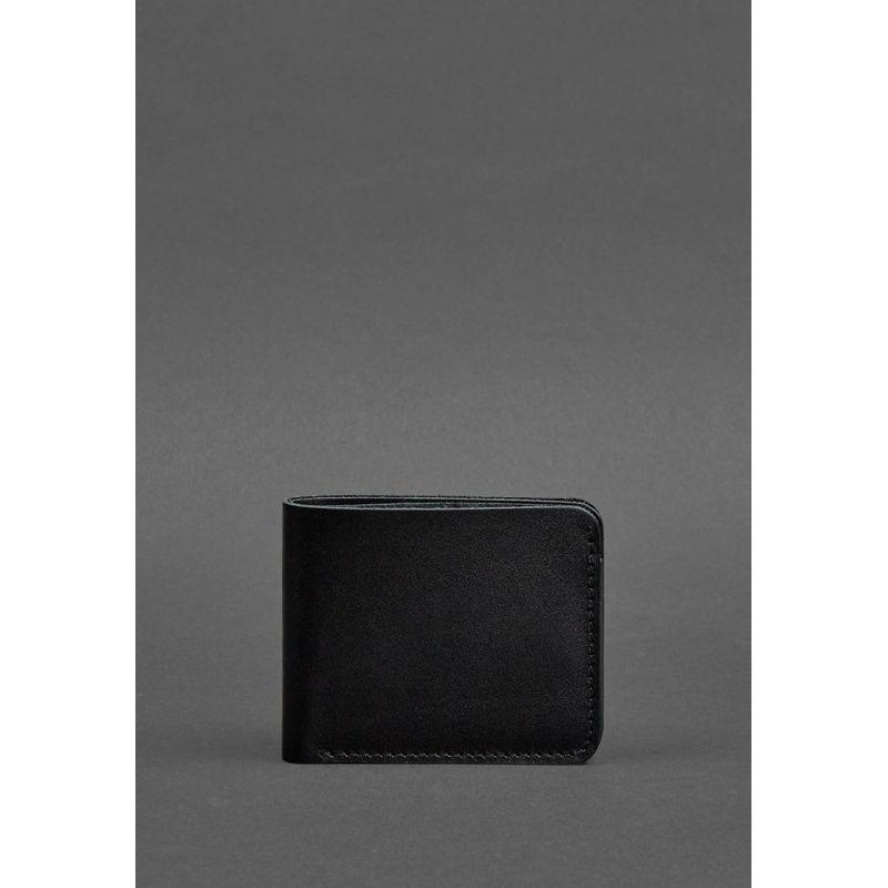 Чоловіче шкіряне портмоне 4.1 (4 кишені) вугільно-чорне
