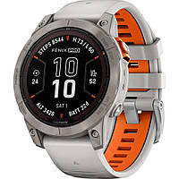 Смарт-часы Garmin Fenix 7 Pro Sapphire Solar Edition 47 mm Titanium with Fog Gray/Ember Orange Band