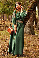 Невероятно женственное длинное платье зеленого оттенка