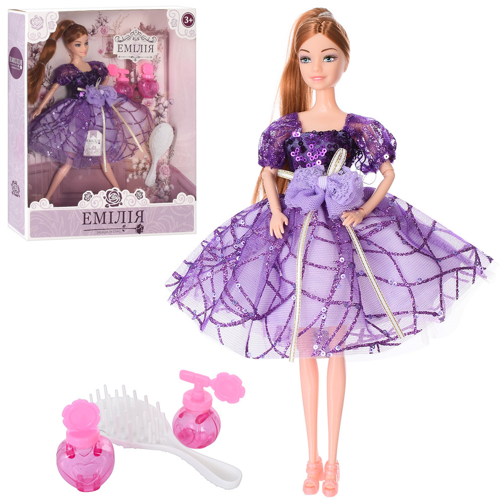 Лялька шарнірна LIMO TOY Емілі M 5646 UA з аксесуарами: флакони, гребінець, 29 см, фото 1