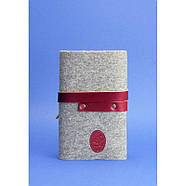 Фетровий жіночий блокнот (Софт-бук) 1.0 Фетр з шкіряними бордовими вставками, фото 3