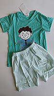 Літній дитячий костюм футболка шорти летний костюм детский (10-92) бирюзовый