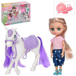 Лялька з конячкою 58003 шарнірна із шоломом, сумочкою та гребінцем, 2 різновиди
