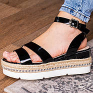 Жіночі стильні сандалі на танкетці Fashion Pepita 1043 36 розмір 23 см Чорний, фото 5