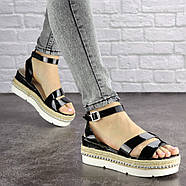 Жіночі стильні сандалі на танкетці Fashion Pepita 1043 36 розмір 23 см Чорний, фото 8