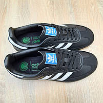 Чоловічі кросівки чорні весна з білим Adidas Samba. Чорні з білим кеди весна літо чоловічі Адідас Самба, фото 3