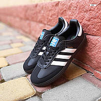 Чоловічі кросівки чорні весна з білим Adidas Samba. Чорні з білим кеди весна літо чоловічі Адідас Самба, фото 6