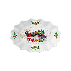 Новорічний порцеляновий овальний піднос Різдвяні спогади 30x20,5x5 см