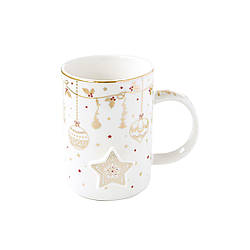 Новорічна порцелянова чашка Різдвяні вогні 370 мл