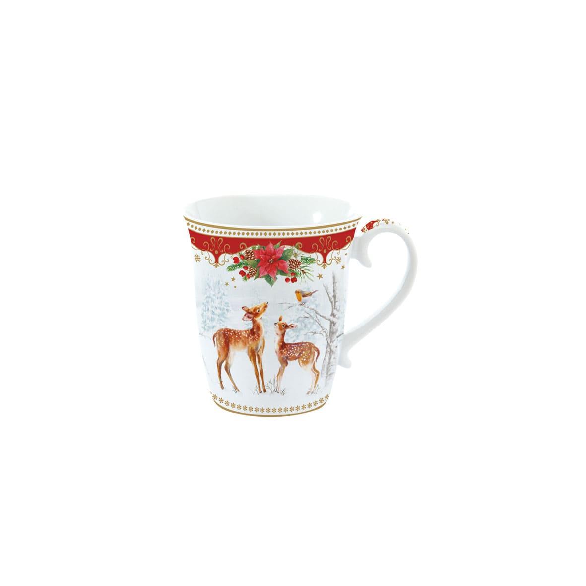 Новорічна чашка фарфорова Різдвяна мелодія олені 275 мл, фото 1