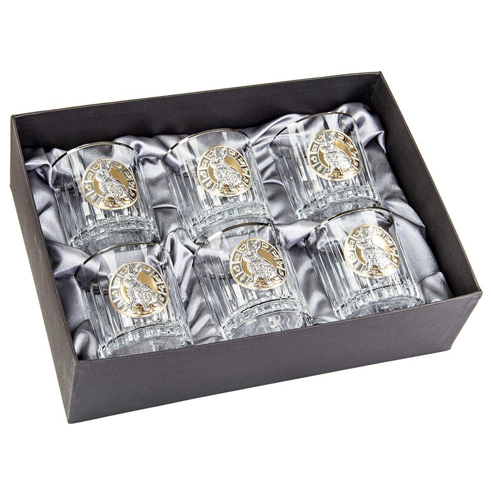 Набір для віскі КРОЛИК-23 Boss Crystal, 6 келихів, платина, срібло, золото, кришталь