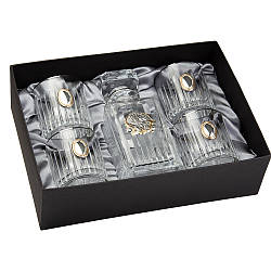 Сет для віскі Boss Crystal ДИРЕКТОРСЬКИЙ КВІНТА графин Лев, 4 келихи, платина, срібло, золото