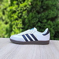 Жіночі кросівки весна осінь білі з чорним Adidas Samba. Взуття жіноче шкіряне біле з чорним Адідас Самба, фото 5
