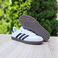 Жіночі кросівки весна осінь білі з чорним Adidas Samba. Взуття жіноче шкіряне біле з чорним Адідас Самба, фото 4