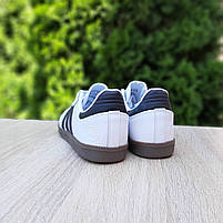 Жіночі кросівки весна осінь білі з чорним Adidas Samba. Взуття жіноче шкіряне біле з чорним Адідас Самба, фото 3