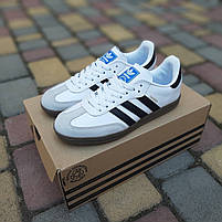 Жіночі кросівки весна осінь білі з чорним Adidas Samba. Взуття жіноче шкіряне біле з чорним Адідас Самба, фото 8