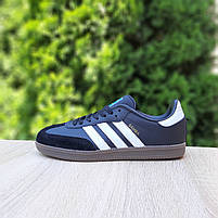 Жіночі кросівки весна осінь чорний з білим Adidas Samba. Взуття жіноче шкіряне чорне з білим Адідас Самба, фото 4