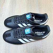 Жіночі кросівки весна осінь чорний з білим Adidas Samba. Взуття жіноче шкіряне чорне з білим Адідас Самба, фото 7