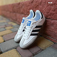 Жіночі кросівки весна осінь білі з чорним Adidas Samba. Взуття жіноче шкіряне біле з чорним Адідас Самба, фото 10