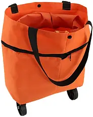 Сумка на колесах господарська, Сумка-трансформер на колесах 2в1, Жіноча сумка-валіза Жовтогаряча, фото 3