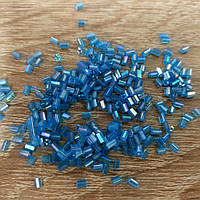 Бисер китайский рубка №75 - 10 грамм прозрачный голубой перламутровый