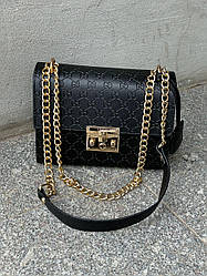 Жіноча сумка Гуччі чорна Gucci Padlock Black/Gold