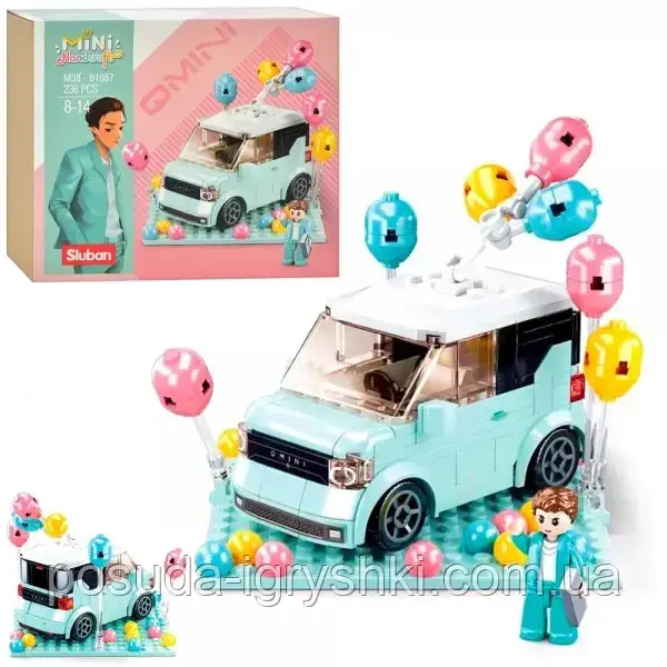 Конструктор M38-B1087 машина 10,8см, фігурка, кульки, 236 деталі, в коробці, 22-19-6см, фото 1