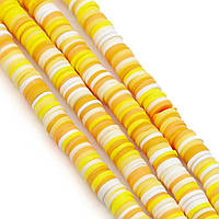 Бусины из полимерной глины Круг, размер 6х1мм, цвет Разноцветный (преем. желтый), +-40см (примерно 350шт)