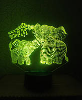 3d-светильник Слон и слоник, 3д-ночник, несколько подсветок (на bluetooth), подарок ребенку